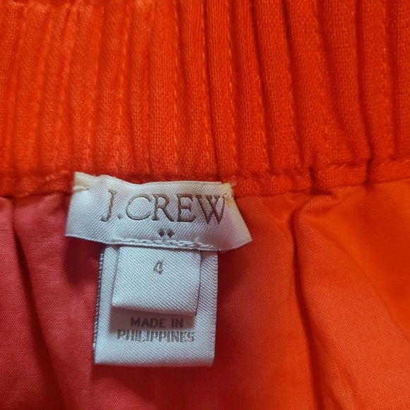 J. Crew Factory Sz 4 Red Linen Cotton Pull On Mini Skirt Lined Pockets - Picture 5 of 10